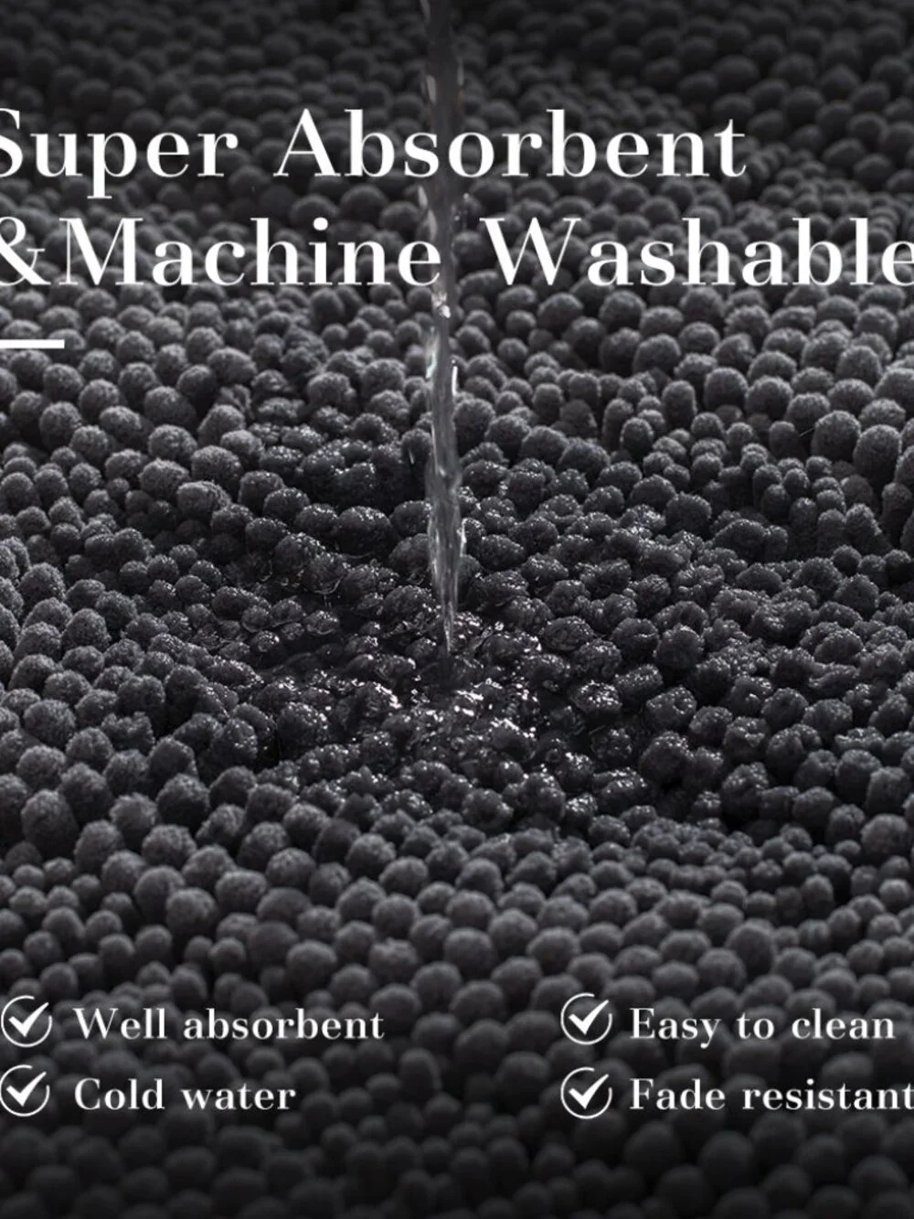 Chenille Bath Rug - New Original Packaging - 17x24 inches - Dark Grey